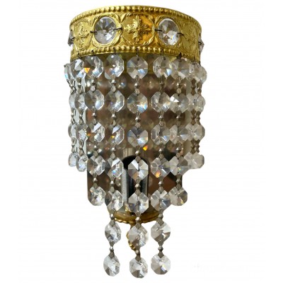 Kinkiet z kryształkami w stylu Hollywood Regency, lata 70.
